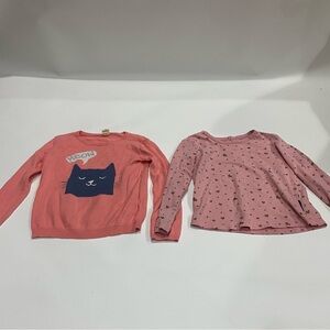 Harper Canyon Brown Woodland Friends sweater and pink with gold heart pattern 4T